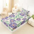 thumbnail image 4 of jejeloiu Purple Floral Twin Sheets For Girls,Cartoon Floral Print Bedding,Purple Cream,3 Pieces,1 Fitted Sheet and 1 Pillowcase, 4 of 6