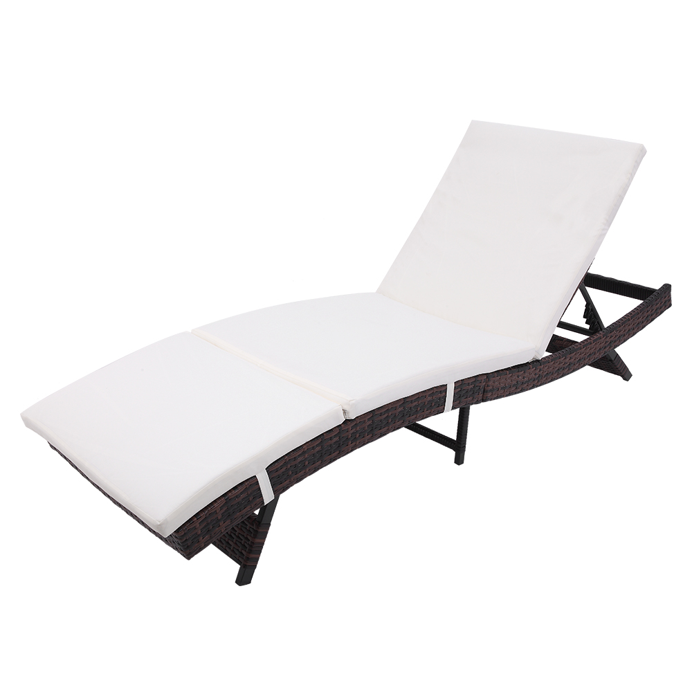 Folded Outdoor Wicker Chaise Lounge Chair, S Style Patio Chaise Lounge Embossing Vines Chaise Lounge Chair Portable Recliner Chaise Chairs for Beach, Brown - image 1 of 8