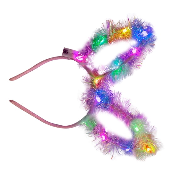 LED Light Up Rabbit Ear Headband, Women's Flashing Light Up Headband for Parties, Glowing Bunny Ears Hair Accessory for Christmas Halloween and Festivals - A