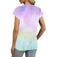thumbnail image 5 of Women's Tops Crew Neck Pleated Cap Sleeve Tie Dye Tunic Shirts Summer Casual Loose Comfortable Tee (S, Multicolor 4), 5 of 7