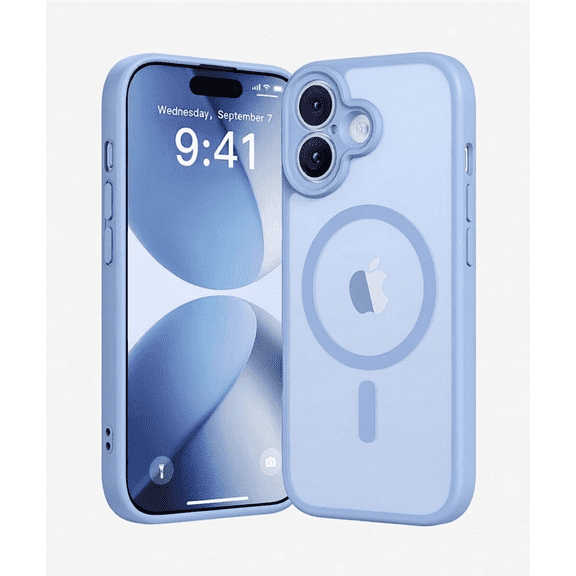 Slim Translucent Matte Protective Case for iPhone 17, MagSafe Compatible, Shockproof with Camera Protection, Light Blue, 6.3 Inch