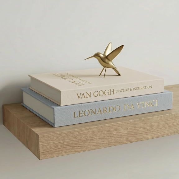 Aesthetic Decorative Books - Set of 2 Linen Boxes with Gold Lettering, Enhance Your Coffee Table, Bookshelf or Mantle Decor - Fake/Faux Books for Home Decoration, Photo & Keepsake Storage
