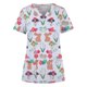 thumbnail image 1 of Ichuanyi Womens Swimsuits Clearance Women's Fashion Easter Rabbit Print V-neck Short Sleeve Pocket Workwear Top Ichuanyi Ichuanyi, 1 of 3