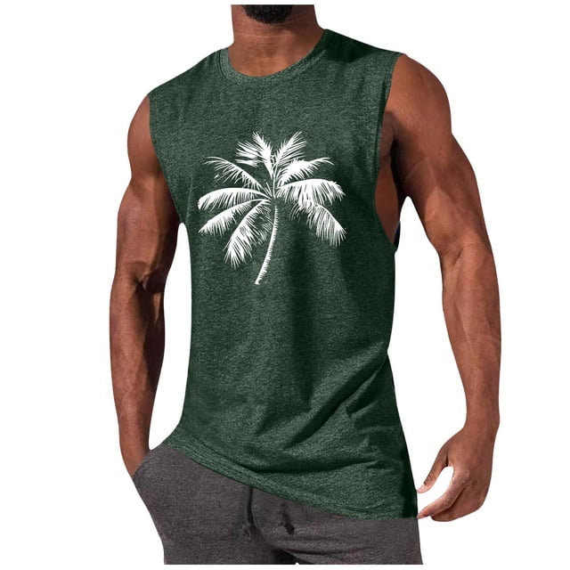 Tanque Deportivo de Cuello Redondo de la Impresión de la Moda Casual de los Hombres, Blusa de Poliéster sin Mangas para el Uso Diario Casual Al Aire Libre