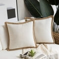 thumbnail image 4 of JUNWELL Pack of 2 Farmhouse Decorative Throw Pillow Covers Burlap Linen Trimmed  Edges Dark Gray 12 x 20 inches  30 x 50 cm, 4 of 13