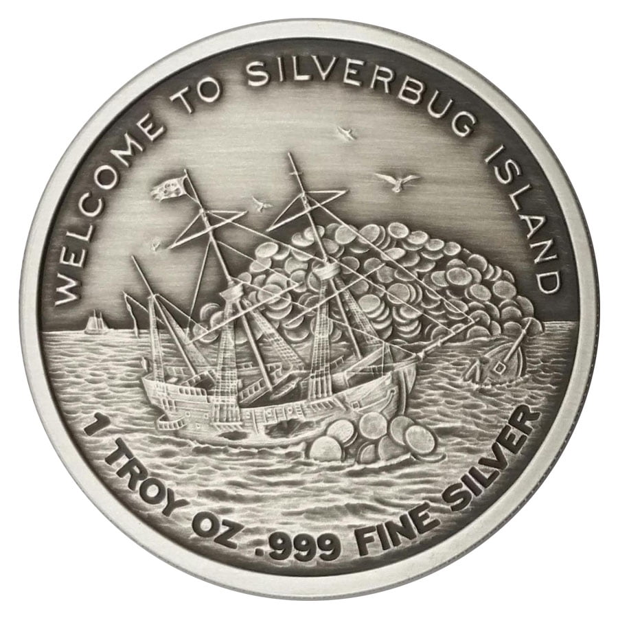 2017 PROOF 1 OZ 999 PURE SILVER Finding Silverbug Island Whirlpool Round Coin