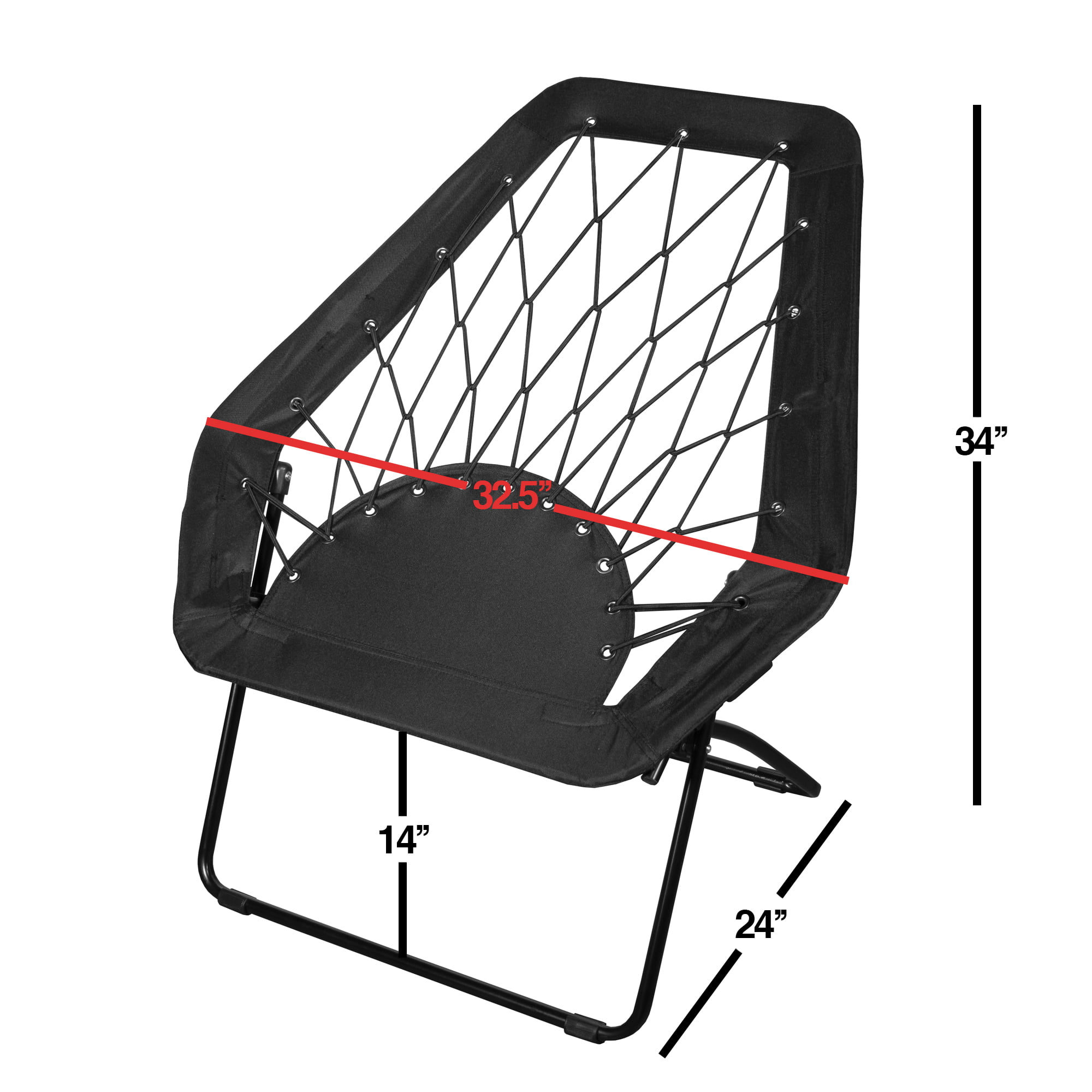 Zenithen Black Hexagon Bungee Chair For Dorm, Bed, Living Room, 32