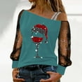thumbnail image 2 of Women Christmas Outfit Off Shoulder Long Sleeve T Shirt with Elegant Lace Detail for Daily Wear and Comfortable Casual Outfit Green S, 2 of 4