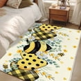 thumbnail image 5 of Rectangle Area Rug 3x5ft,Spring Flower Eucalyptus Leaf Washable Carpet Non-Slip Runner Accent Rugs Indoor Floor Mat for Bedroom Living Room Decor,Pastoral Yellow Bee Love Heart, 5 of 9