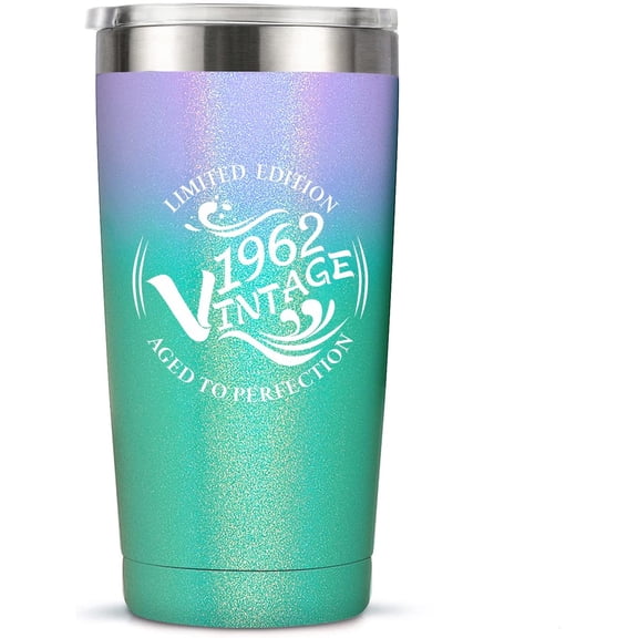 60th Birthday Gifts for Women and Men, Funny 60th Birthday Decorations for Women, Men, Him, Her, Turning 60 Years Old Gift, 20 oz Insulated Stainless Steel Vintage 1962 Tumbler Cup