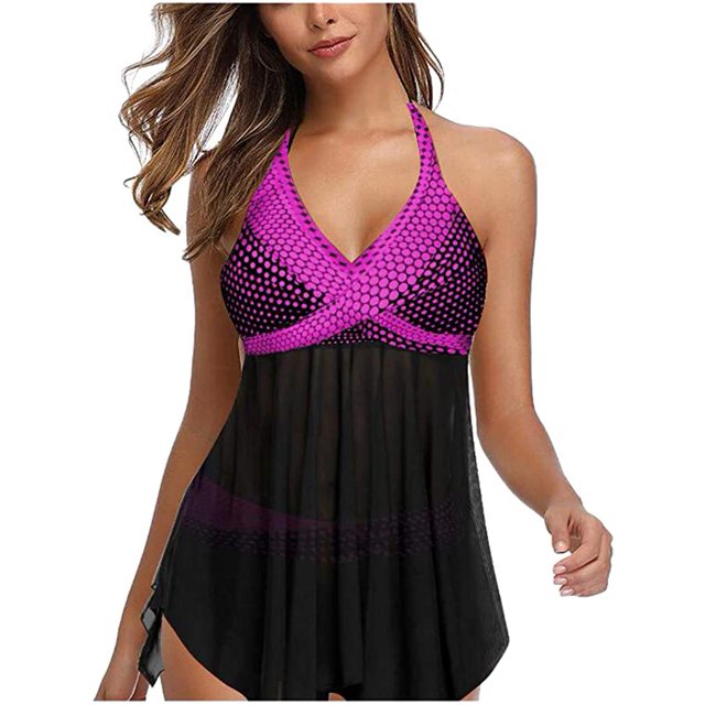 Maillots de Bain 2 Pcs pour Femmes Ensemble Tankini avec Shorty Robe de Bain Amincissante Maillot de Bain Grande Taille Robe de bain Tankini