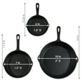 thumbnail image 4 of Sunnydaze Pre-Seasoned Cast Iron Skillet Set of 3 Cookware 6", 7", 10", 4 of 9