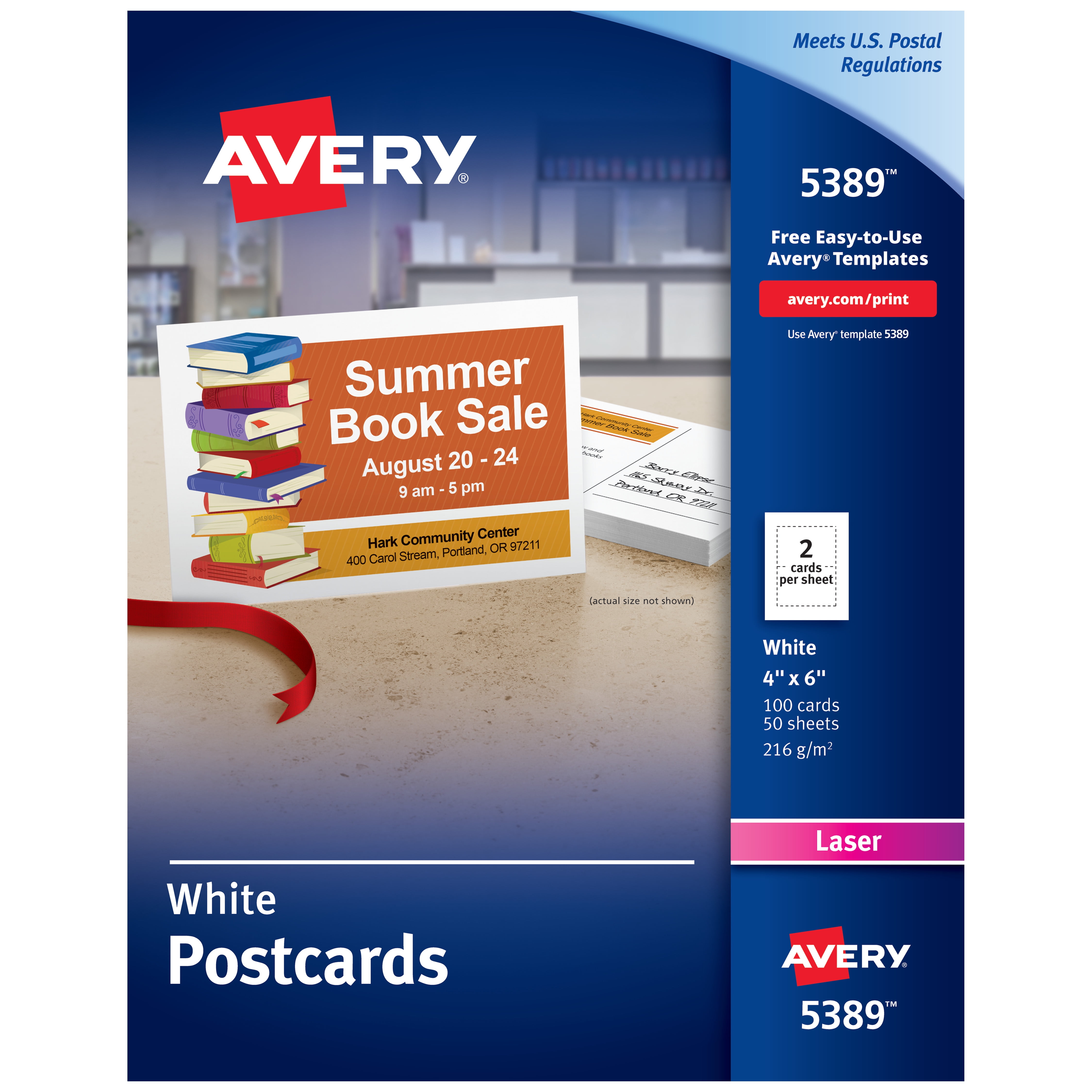 Avery Postcards, Uncoated, Two-Sided Printing, 21" x 21", 21 Cards (21) Pertaining To Free Postcard Template 4 Per Page