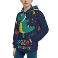 thumbnail image 2 of Kll Unisex Kids Boys Girls Hooded Pocket Pullover Hoodies-Dinosau Space Explorer, 2 of 9