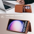 thumbnail image 4 of ELEHOLD for Samsung Galaxy S22 Ultra Premium PU Leather Wallet Case Detachable Magnetic Card Holders RFID Blocking Function Flip Stand Shockproof Full Protection Case for Samsung S22 Ultra,brown, 4 of 8