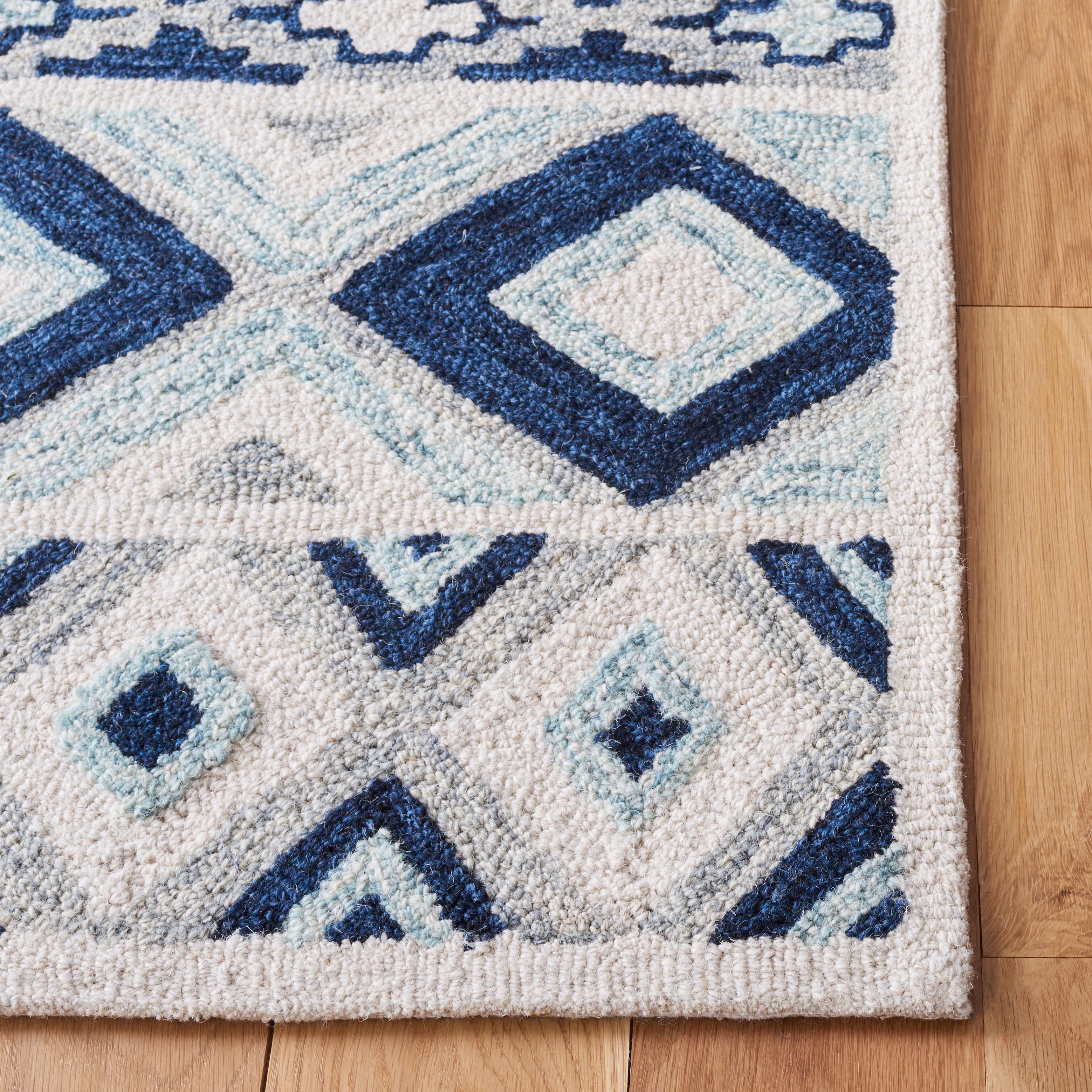 SAFAVIEH Roslyn Lena Geometric Area Rug, Blue/White, 9' x 12'