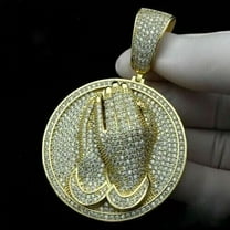 3CT Round Cut Lab Created Diamond Men's Customized Pendant 14K Yellow Gold Plated