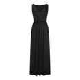 thumbnail image 3 of UPPADA Womens 2026 formal Evening Gowns Maxi Dress Cocktail Party V Neck Sleeveless Wedding Guest Long Elegant Dress Pleated Loose Dresses Black,M, 3 of 5