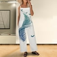thumbnail image 2 of Dyegold Jumpsuits for Women Casual, Jumpsuit Rompers for Women Feather Print Loose Fashion Comfy Summer Playsuit Overalls Sleeveless ​Square Neck ​Rompers, 2 of 6