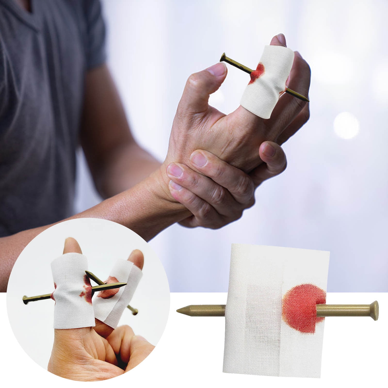 pstuiky Home Decoration Finger Piercing Nail, Whole Person Prop