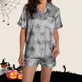 thumbnail image 6 of IMENGL Womens Halloween Pajama Sets Soft Casual Short Sleeve Button Down Tops and Shorts Comfort Comfy Loungewear Pajamas Set for Women,S-XXXL, 6 of 7