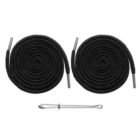Uxcell 2pcs Drawstring Cords 51" Replacement Drawstring Hoodie String Sewing Tool with Easy Threader for Hoodie Sweatpants Jackets Pants Hats Coats Bags, Black