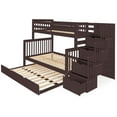 thumbnail image 3 of Bedz King Stairway Bunk Beds Twin over Full with 4 Drawers in the Steps and a Full Trundle, Dark Cherry, 3 of 9