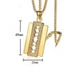thumbnail image 4 of Punk Razor Blade Pendants Necklaces 14K White Gold Chain Barber Shop Necklace for Men Jewelry, 4 of 7