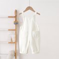 thumbnail image 4 of Jinhomg Boys Girls Soft Jumpsuit Summer Casual Solid Denim Bib Overalls Lightweight Comfy Romper Long Pants with Pockets Winter Saving White 7-8Years, 4 of 8