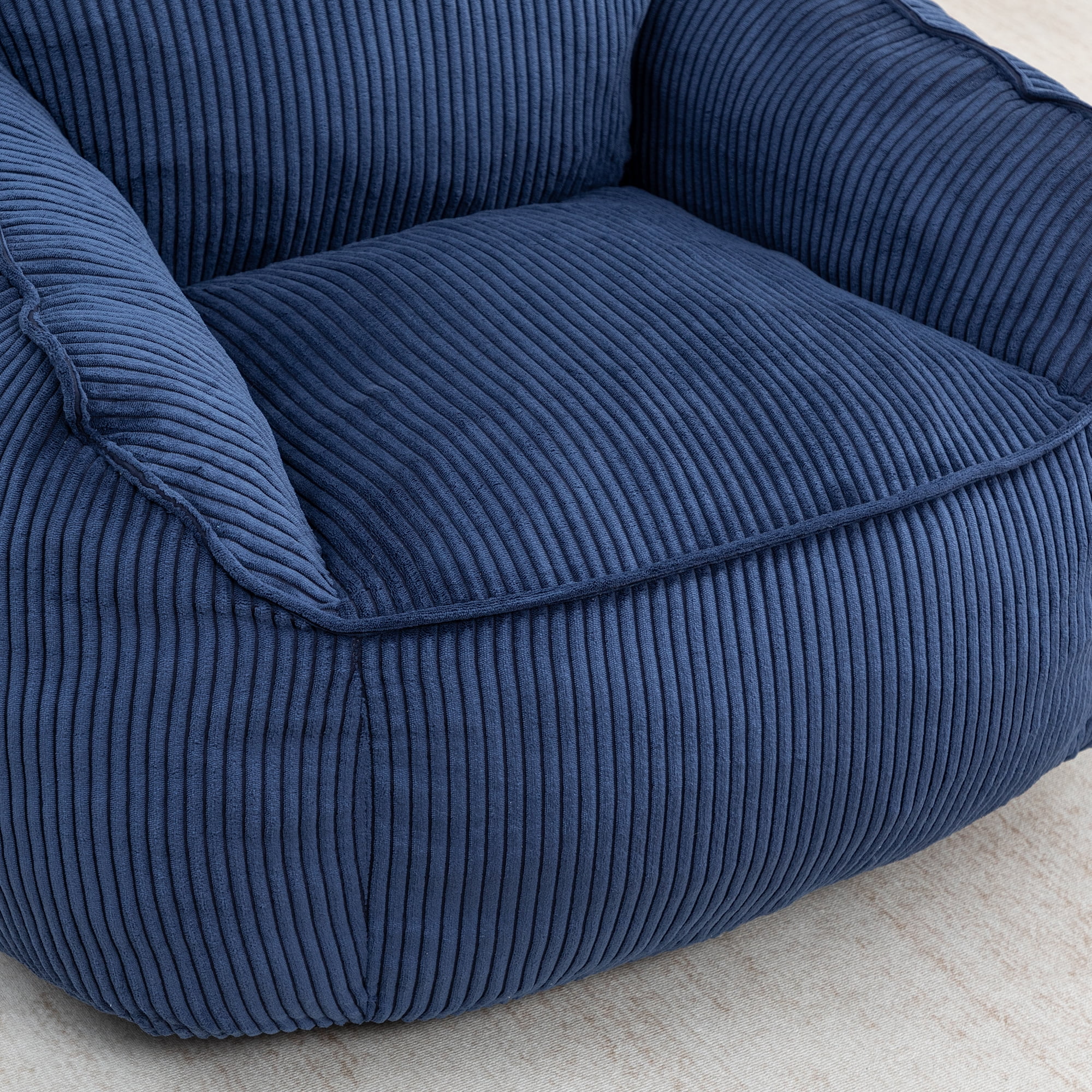 Jopath Giant Bean Bag Chair,Comfy Corduroy Large Bean Bag Chair Sofa with Armrests for Adults Teens,Lazy Sofa Couch Chairs with Filler Included for Bedroom Living Room,Dark Blue