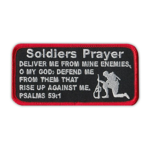 Patch, Embroidered, Soldier's Prayer Psalms 59:1, 4" x 2"