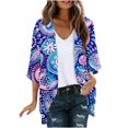 thumbnail image 3 of JURANMO Women's 3/4 Sleeve Cardigan Summer Chiffon Lightweight Cardigans Fashion Print Front Open Kimono Tops Casual Comfy Beach Coverups for Swimwear Multicolor XXXXL My Orders Placed By Me, 3 of 5
