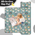 thumbnail image 4 of Multicolor Cat Head Teal Pattern Teens Toddler Nap Mat with Pillow, Sleeping Mat Bag for Preschool Daycare 60"x20", 4 of 6