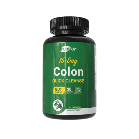 NutriFlair Colon Cleanse Supplement for Bloating Relief 15 Day Detox Cleanser 30 Capsules
