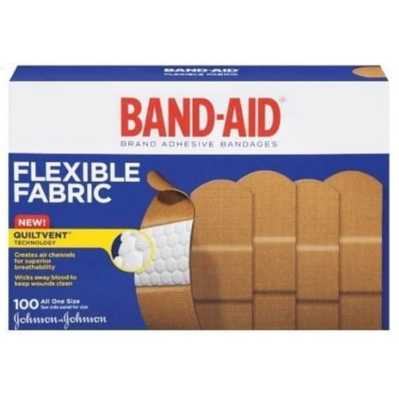 Band-Aid Adhesive Bandages, Flexible Fabric, All One Size 1" X 3" , 100 Count (Pack of 3)