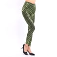 thumbnail image 4 of Arlun Shiny Fish Scale Printed Leggings for Women High Waisted Stretch Tight Pants Stylish Leather Slim Fit Bodycon Pants 2026 Carnival Holiday Outfits Green One Size, 4 of 5