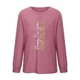 thumbnail image 5 of Fznquz Pink Plus Size Women Blouses 2026 Happy New Year Tee Crew Neck Trendy Long Sleeve Womens Shirts Casual,XL, 5 of 6