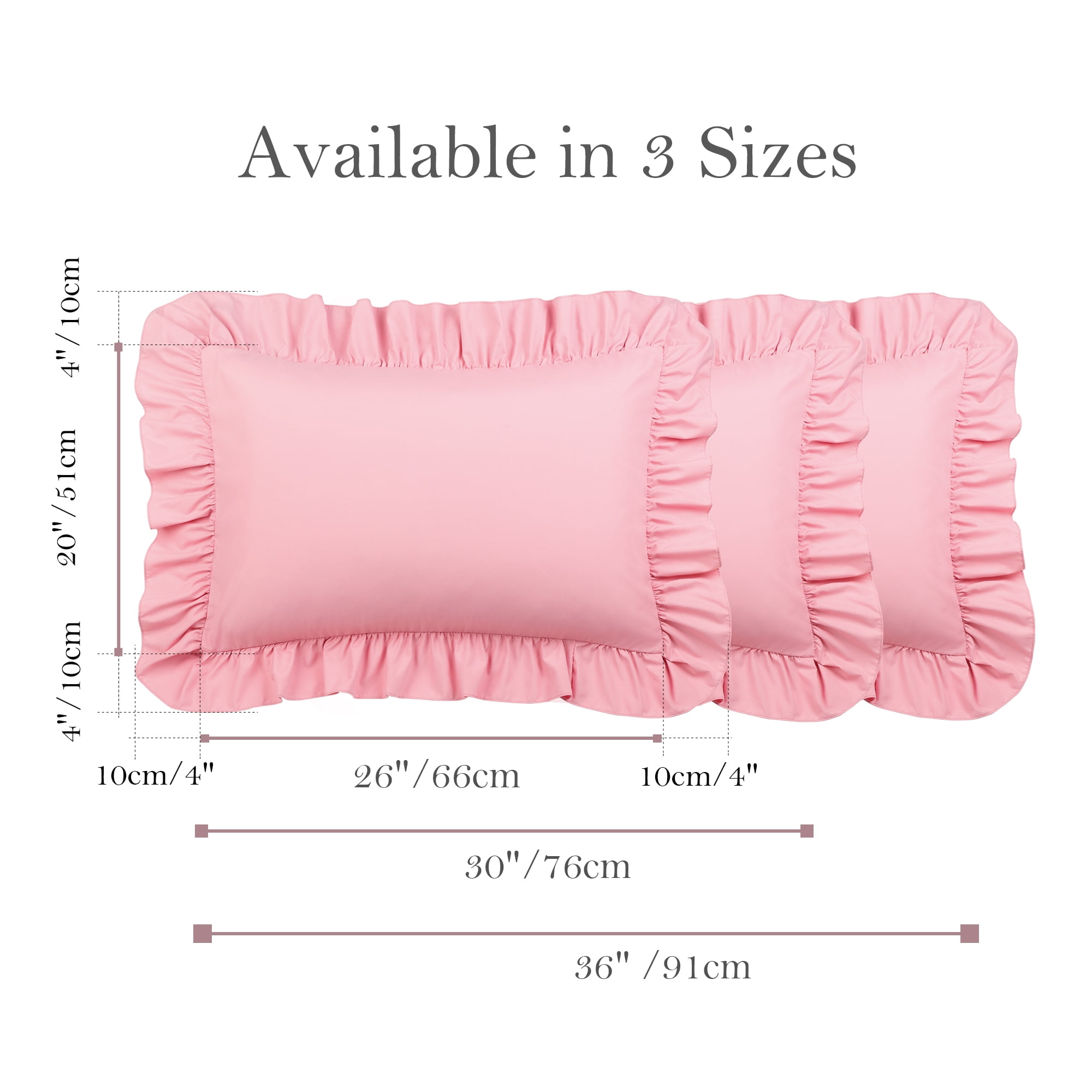 Unique Bargains Microfiber Ruffle Envelope Closure Pillowcases 2 Pcs Pink King
