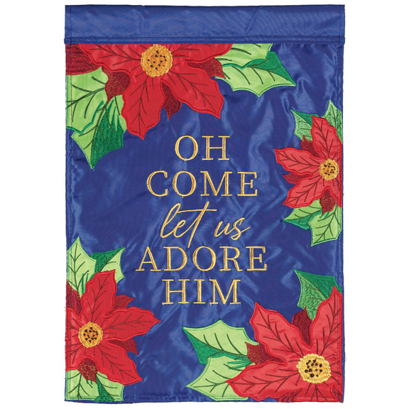 Magnolia Gardens M011702 13 x 18 in. Oh Come Let Us Adore Him Polyester Garden Flag