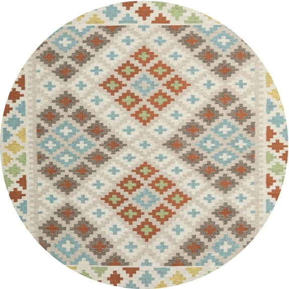 Ahgly Company Indoor Round Contemporary Camel Brown Southwestern Area Rugs, 4' Round