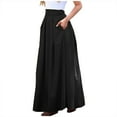 thumbnail image 2 of WHLBF Women's Large Size Fashion Women Spring Summer Belt Zipper High Waist Solid Retro Skirt Women Pleated Black 8(L), 2 of 5
