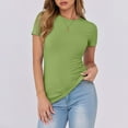 thumbnail image 5 of Green Women's Thermal Underwear Top, Women'S Short Sleeve Neck Ribbed Knit Casual Tops Tee Summer Slim Basic Shirts,Women's Thermal Underwear Top XXL, 5 of 6