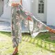 thumbnail image 3 of Pantalones largos de mujer Pantalones anchos de cintura alta Pantalones con nudo de corbata divididos en el muslo Pantalones casuales de verano Estampado floral verde L, 3 of 8