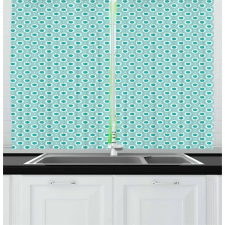 - Kids Curtains 2 Panels Set, Abstract Apples on White Flowers Pastel Playroom Nursery Baby Shower, Window Drapes for Living Room Bedroom, 55W X 39L Inches, Turquouse Seafoam White, by Ambesonne