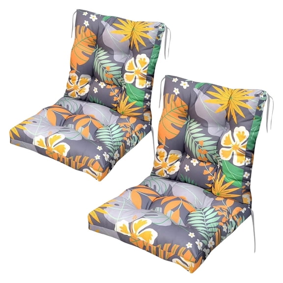 2Pcs Outdoor Waterproof High Back Chair Cushion Thick Tufted Patio Seat Back Pad for Garden Office Dining Indoor Outdoor Furniture