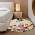 thumbnail image 3 of Spring Floral Round Rug 3.3ft Washable Circle Entryway Rugs Non Slip Watercolor Lavender Daisy Flowers Plants Beige Area Rug Indoor Floor Carpet for Bedroom Kitchen Home Office Dining Room, 3 of 8