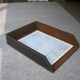 thumbnail image 3 of 2X PU Leather Collection Letter Tray, Document Desk Organizer,Stackable Office File Document Tray Holder (Brown), 3 of 5