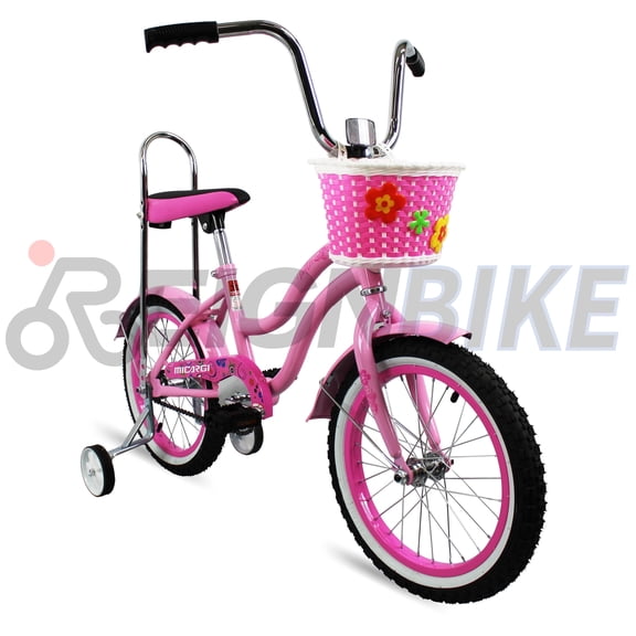 16" Girl Kids Lowrider Bike with Training Wheels Banana Seat Fenders with Coaster Brake Gift Bicycle