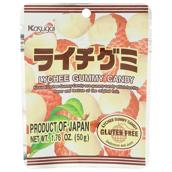 Pack of 12, Kasugai Lychee Gummy Candy, 1.76 oz