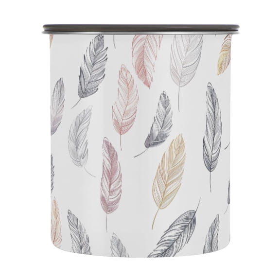 Colorful Feathers Airtight Coffee Bean Canister 30oz Food Storage Containers with Lids For Gournd, Tea, Sugar, Flour, Rice, Cereal, Candy Cookie Jar